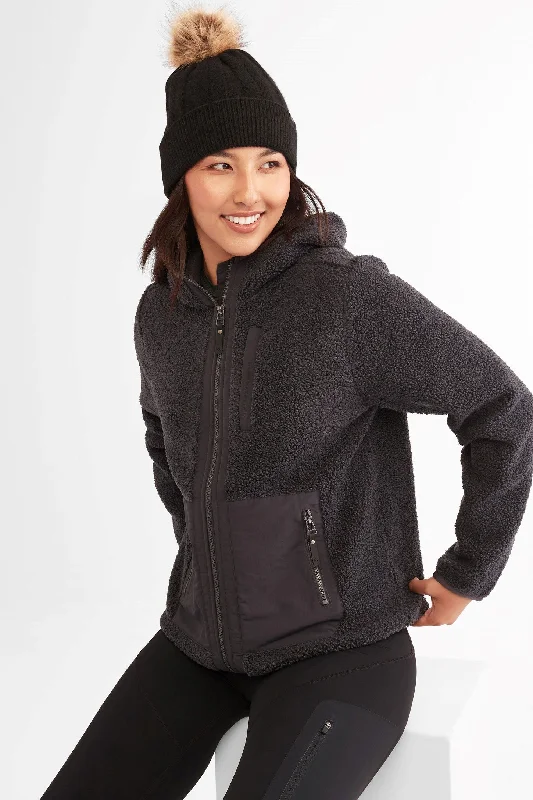 Veste à capuchon en sherpa BM - Femme