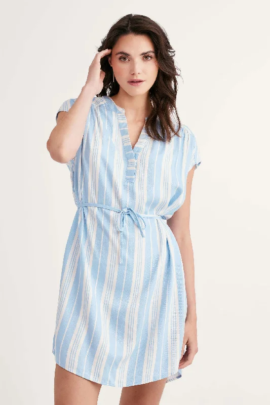 Robe manches courtes taille nouée - Femme